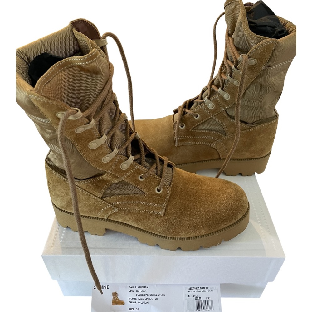 Celine outdoor suede calfskin&nylon lace up boot